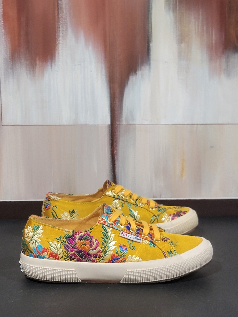 Superga Women’s Yellow Floral Embroidered Sneakers